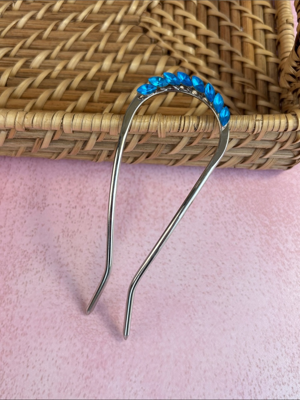 Silver Hair Swerve Lila Rose with Blue Gem Accents